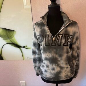 PINK Victoria's Secret Gray Tie-Dye Cowl Neck Sweater